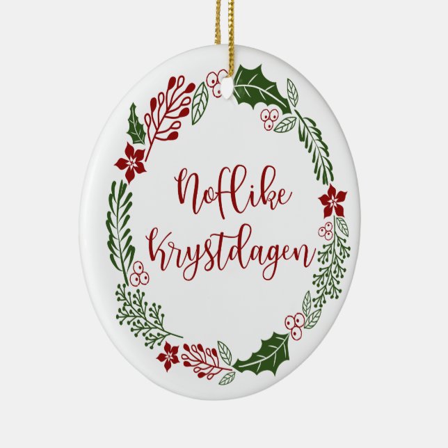 Frisian Merry Christmas Wreath, Noflike Krystdagen Ceramic Ornament (Right)