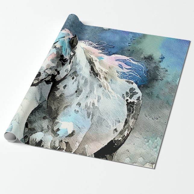 Frisky Appaloosa Mare Watercolour Wrapping Paper (Unrolled)