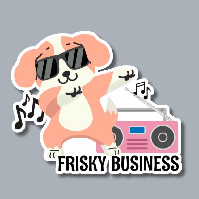 Frisky Business Dancing Dog Waterproof Sticker (Creator Uploaded)