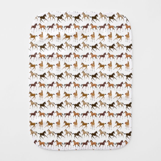 Frisky Horse Foals Baby Burp Cloth (Front)
