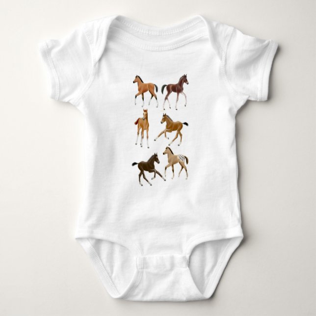 Frisky Horse Foals Baby One Piece Baby Bodysuit (Front)