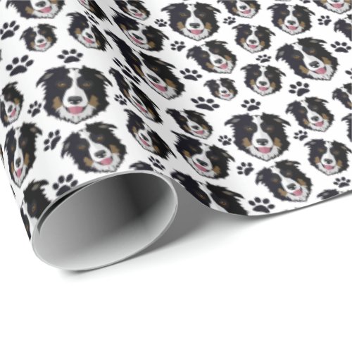 Frisky Scottish Border Collie Sheep Dog Pet Puppy Wrapping Paper