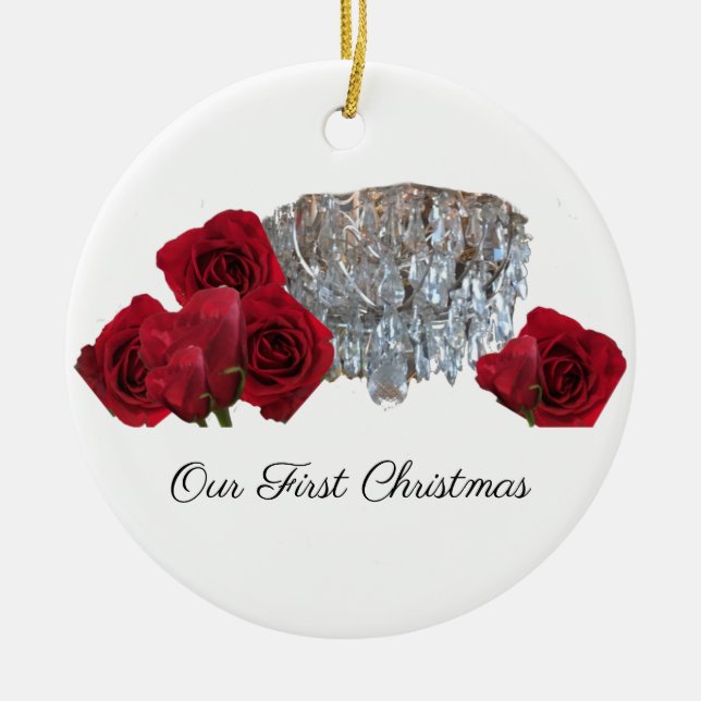 Frist Christmas Chandelier Rose Ornament (Front)