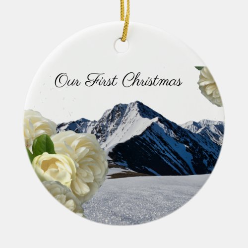 Frist Christmas Mountain Rose Ornament