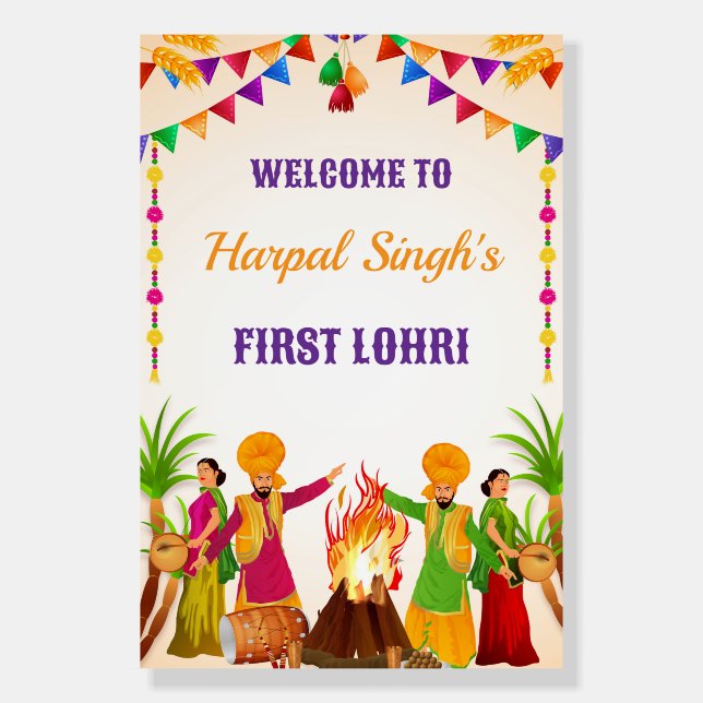 Frist Lohri Celebration Welcome Board, Foam Board (Front)