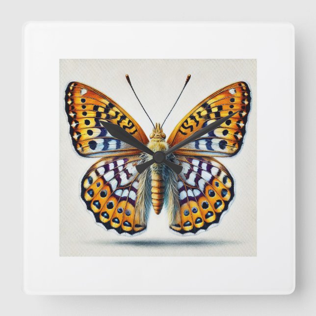 Fritillaries Butterfly 260824IREF243 - Watercolor Square Wall Clock (Front)