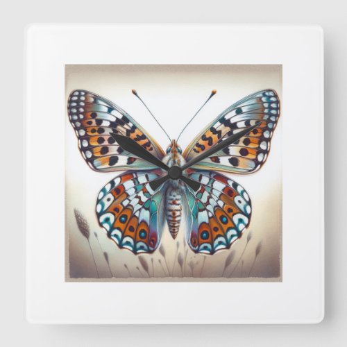 Fritillaries Butterfly IREF1812 _ Watercolor Square Wall Clock