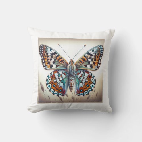 Fritillaries Butterfly IREF1812 _ Watercolor Throw Pillow