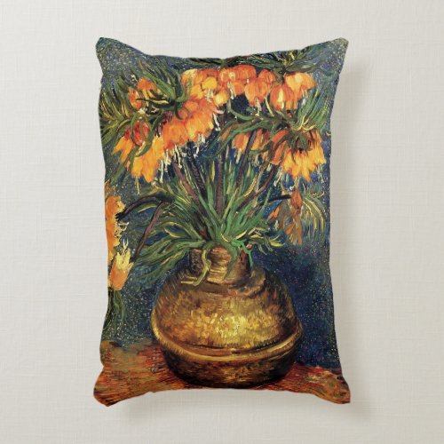 Fritillaries in a Copper Vase by Vincent van Gogh Accent Pillow