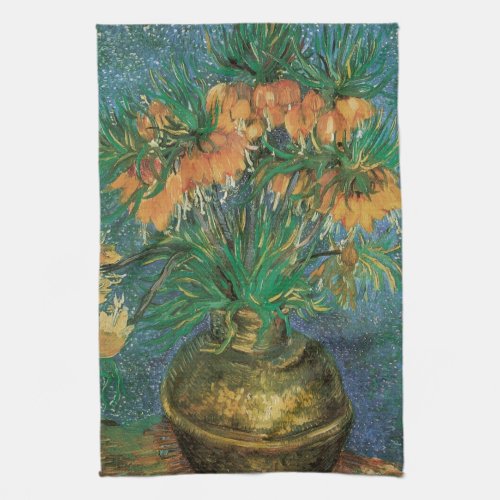 Fritillaries in a Copper Vase by Vincent van Gogh Kitchen Towel