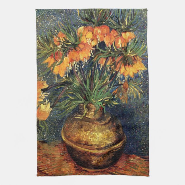 Fritillaries in a Copper Vase by Vincent van Gogh Kitchen Towel (Vertical)