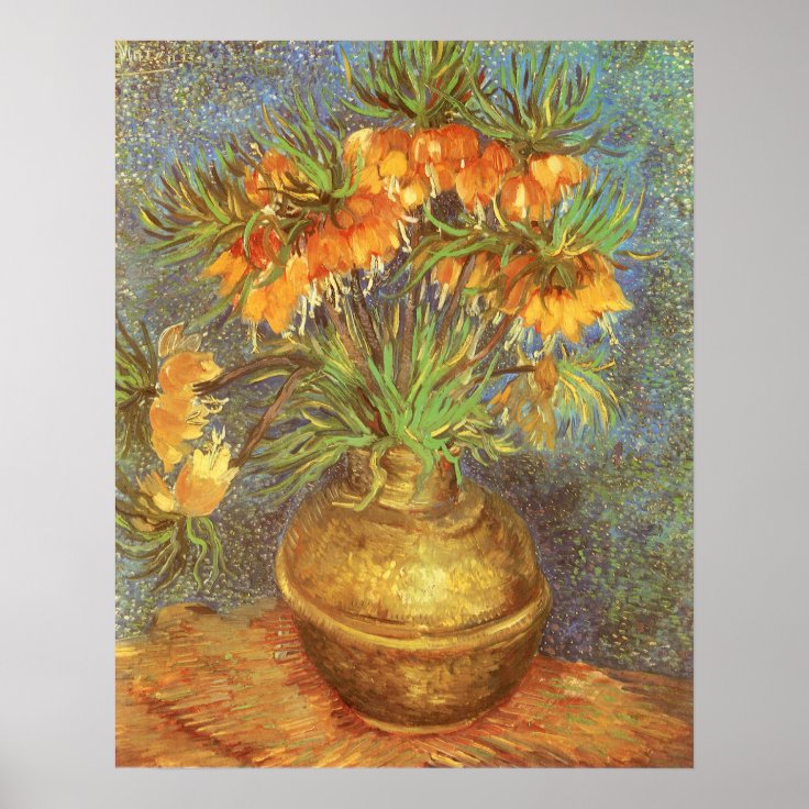 Fritillaries in a Copper Vase by Vincent van Gogh Poster | Zazzle