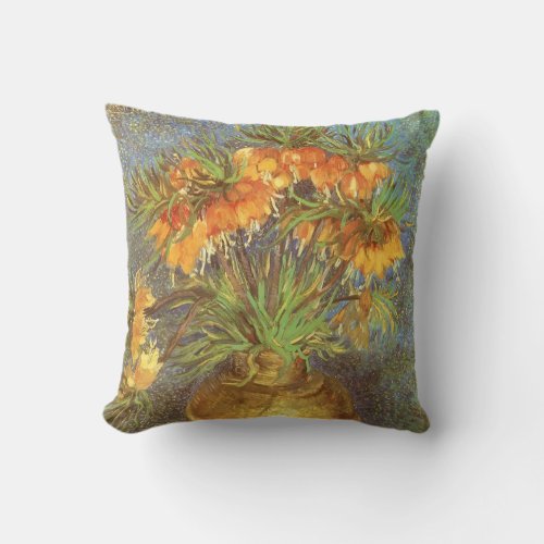 Fritillaries in a Copper Vase by Vincent van Gogh Throw Pillow