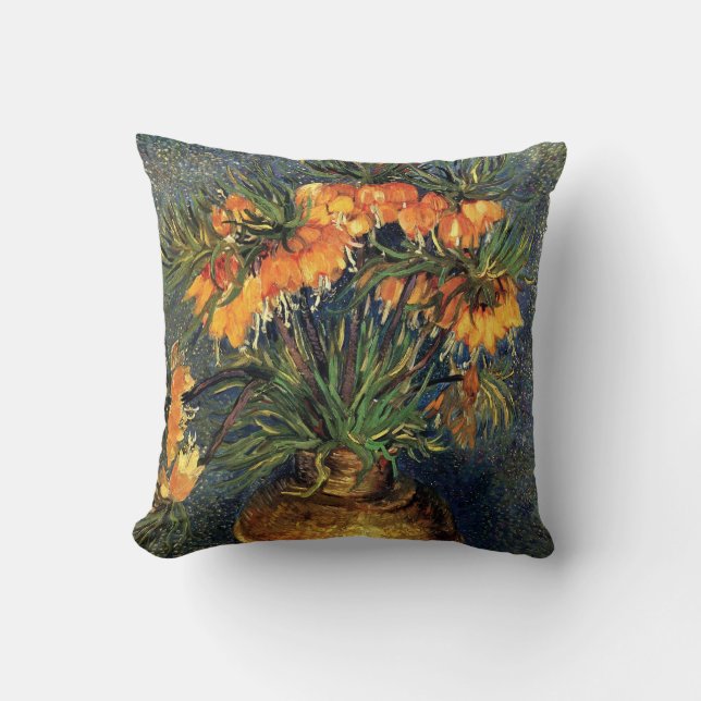 Fritillaries in a Copper Vase by Vincent van Gogh Throw Pillow (Front)