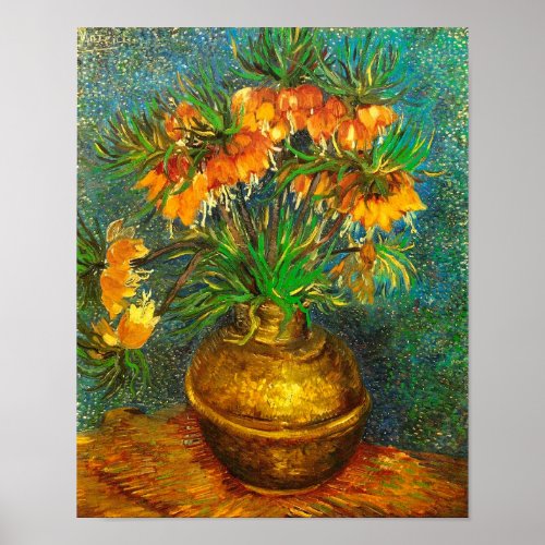 Fritillaries in a Copper Vase Van Gogh Fine Art Poster