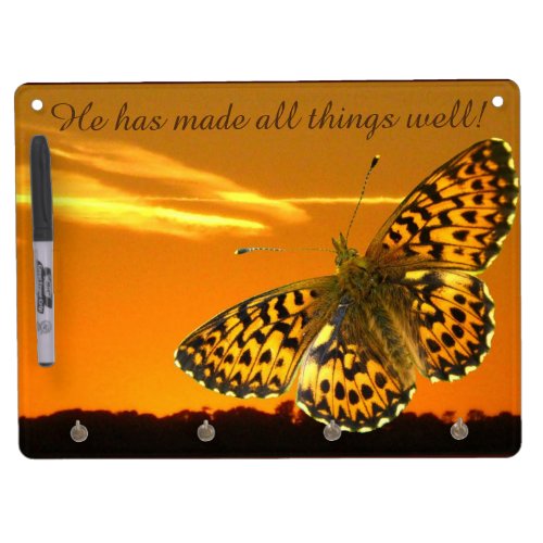 Fritillary and sunset dry erase board with keychain holder