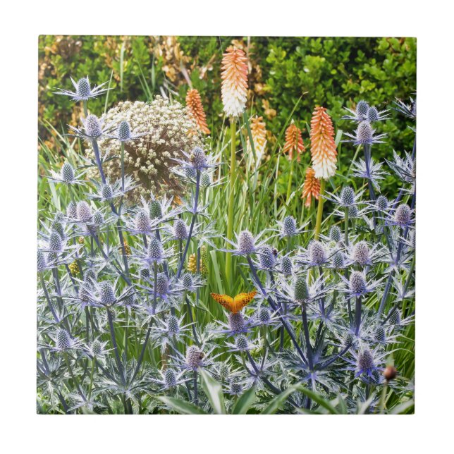 Fritillary Butterfly In A Summer Garden Ceramic Tile (Front)