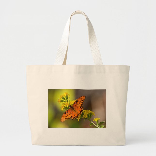 Fritillary Gulf Butterfly Gifts and Apparel Large Tote Bag (Front)