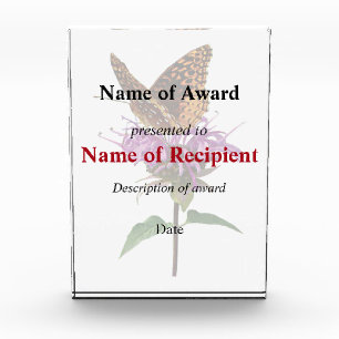 Fritillary on Lavender Bee Balm Acrylic Award