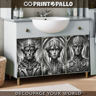 Fritz Lang Metropolis tribute. Three metal heads Wrapping Paper Sheets