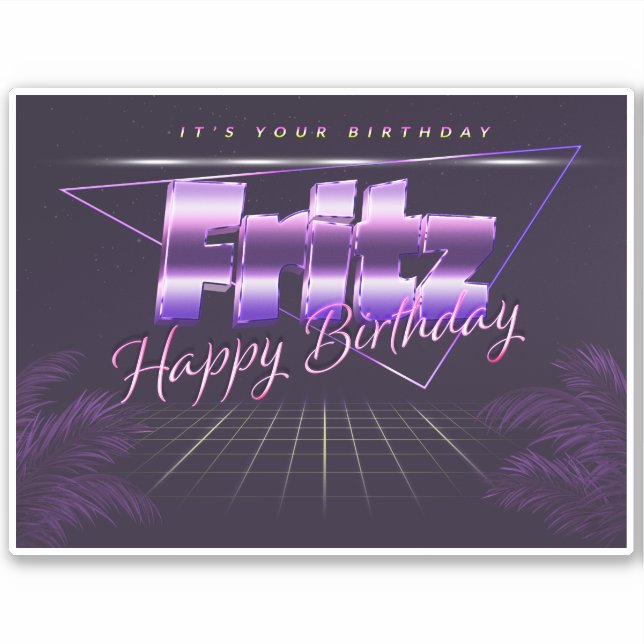 Fritz Name First name lila retro Sticker Birthday (Front)