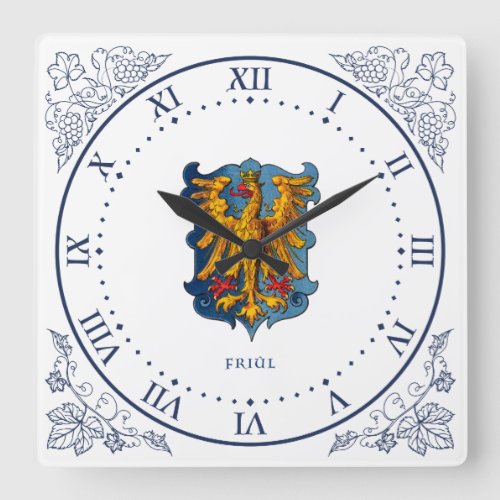 Friuli coat of arms square wall clock