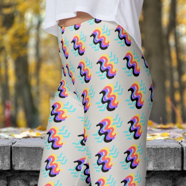 Frivolous Timberwolf White Finger Paint Pattern Leggings (Finger Paint on Timberwolf)