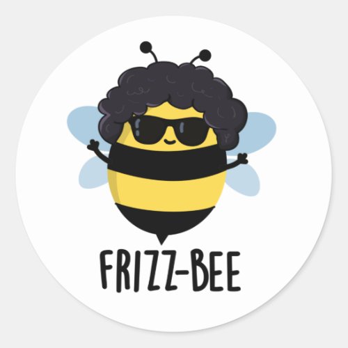 Frizz_Bee Funny Afro Bee Pun Classic Round Sticker