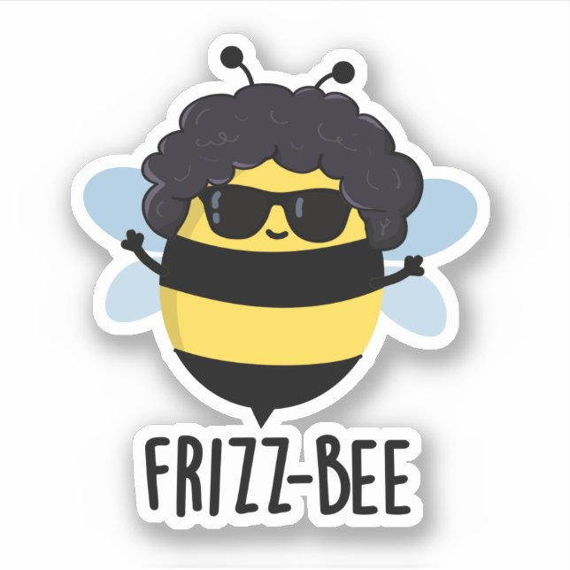 Frizz-Bee Funny Afro Bee Pun  Sticker (Front)