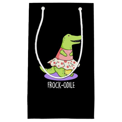 Frock_odile Funny Crocodile Pun Dark BG Small Gift Bag