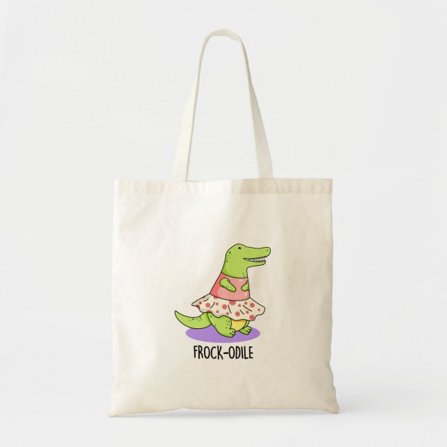 Frock-odile Funny Crocodile Pun  Tote Bag (Front)