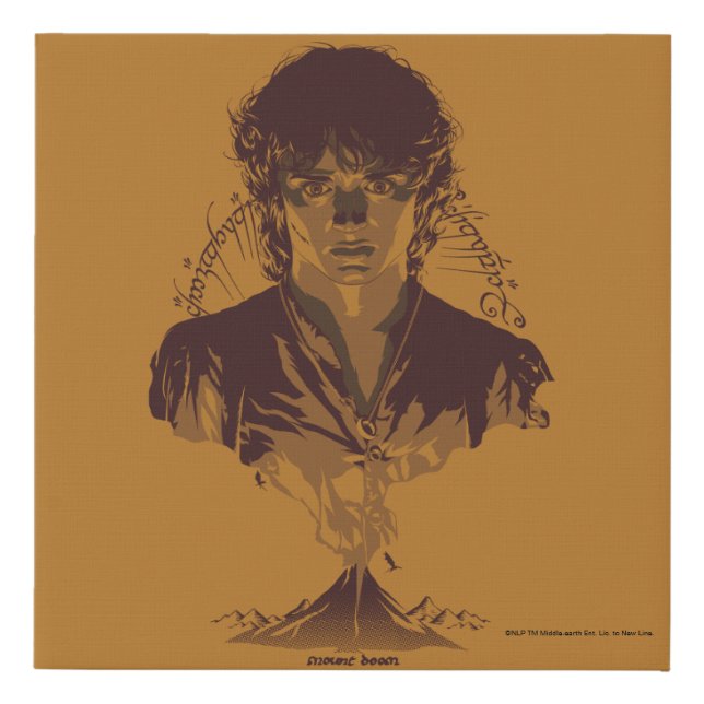 FRODO™ MOUNT DOOM™ Tengwar Inscription Graphic Faux Canvas Print (Front)