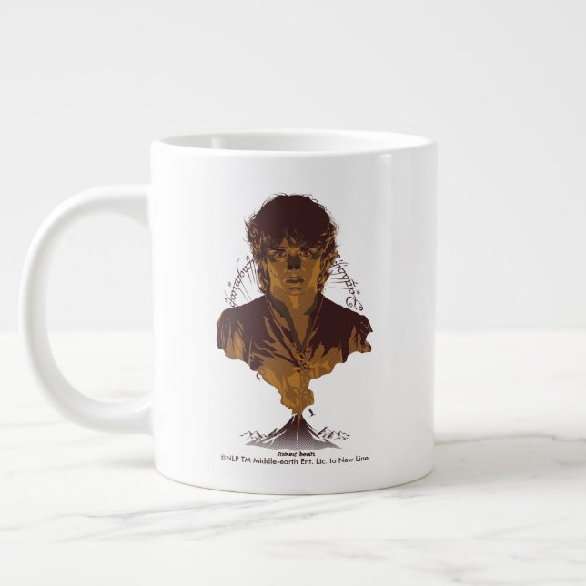 FRODO™ MOUNT DOOM™ Tengwar Inscription Graphic Giant Coffee Mug (Left)