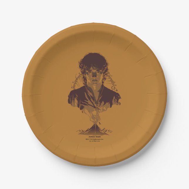 FRODO™ MOUNT DOOM™ Tengwar Inscription Graphic Paper Plates (Front)
