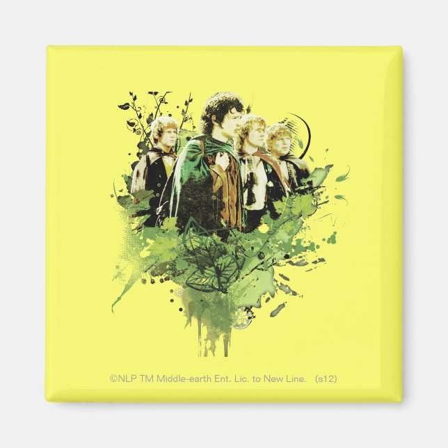 FRODO™ with Hobbits Vector Collage Magnet (Front)