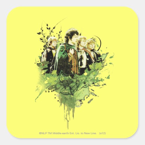 FRODO with Hobbits Vector Collage Square Sticker