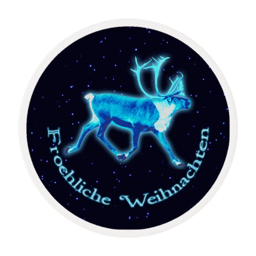 Froehliche Weihnachten _ Blue Caribou Reindeer Edible Frosting Rounds