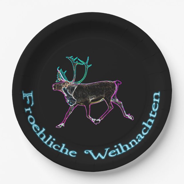 Froehliche Weihnachten - Electric Caribou Paper Plates (Front)