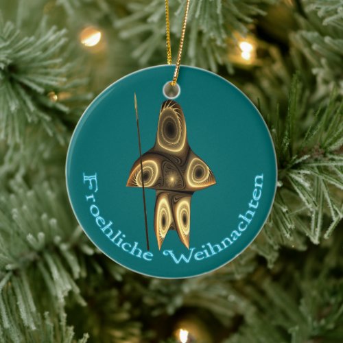 Froehliche Weihnachten _ Fractal Inuit Hunter Ceramic Ornament