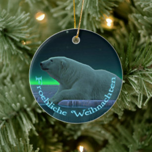 Froehliche Weihnachten - Ice Edge Polar Bear Ceramic Ornament