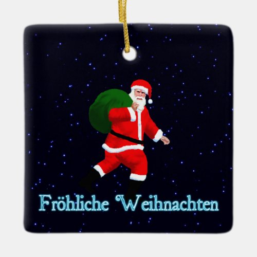 Froehliche Weihnachten _ Santa Claus Ceramic Ornament