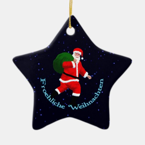 Froehliche Weihnachten _ Santa Claus Ceramic Ornament