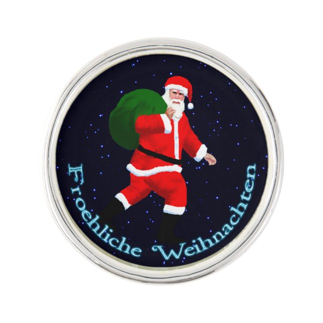 Froehliche Weihnachten - Santa Claus Lapel Pin (Front)