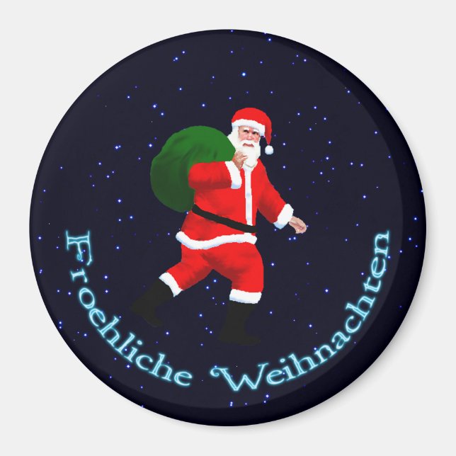 Froehliche Weihnachten - Santa Claus Magnet (Front)