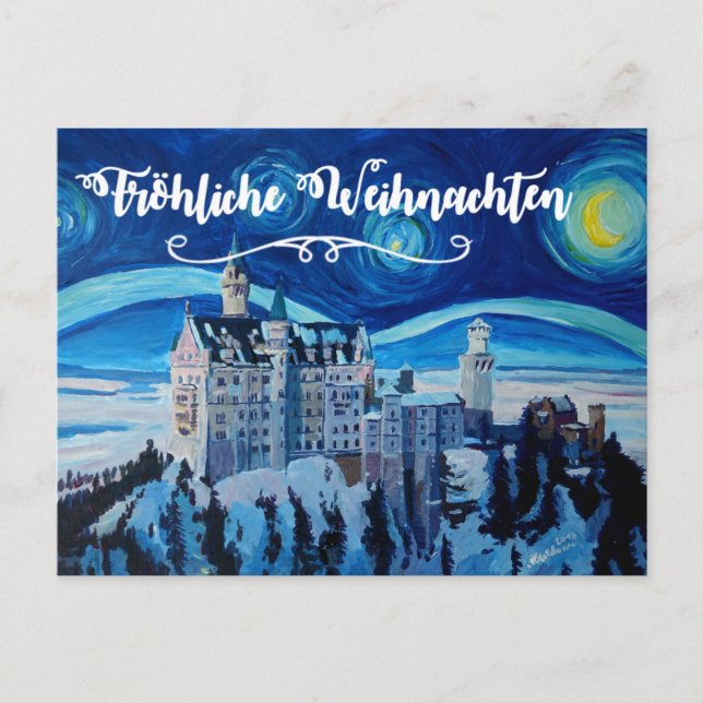 Froehliche Weihnachten Winter Märchenschloss Postcard (Front)