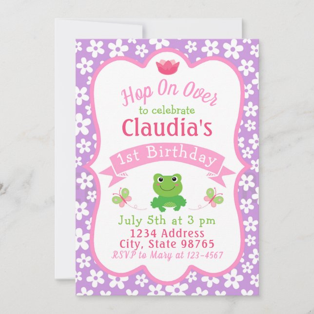Frog 1st Birthday Invitation (Front)