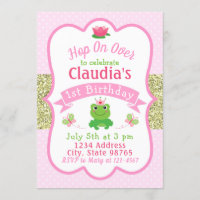 Frog 1st Birthday Invitation