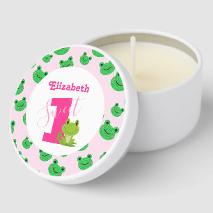 Frog 1st Birthday party baby girl Mini Candle Favors