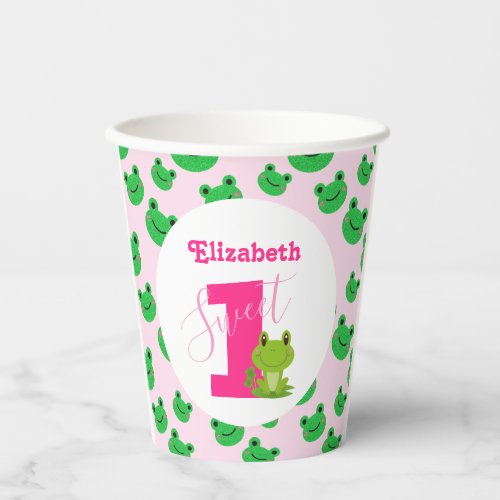 Frog 1st Birthday party baby girl supplies cute Paper Cups