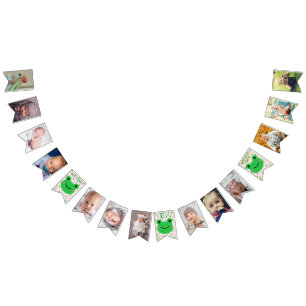 Frog 1st birthday party bunting flags